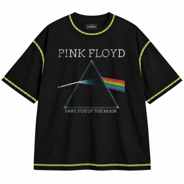Pink Floyd 6 — Unisex oversize, Negro con costura verde