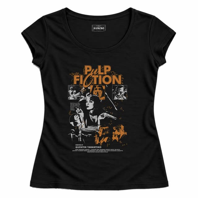 Pulp Fiction - Cast Collage Orange — Mujer entallada, Negro