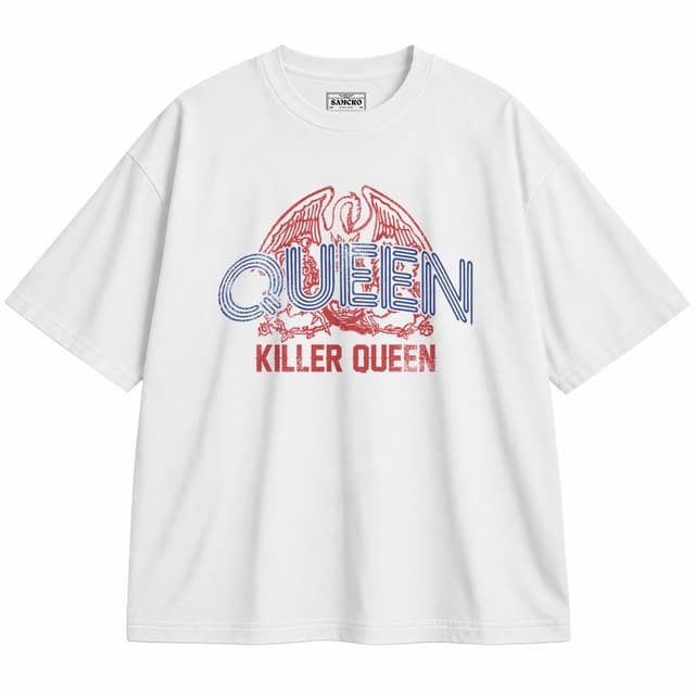 Queen - Killer Queen 74 Stripes — Unisex oversize, Blanco
