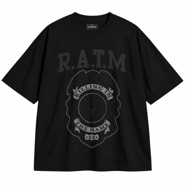 Rage Against the Machine - Grey Police Badge — Unisex oversize, Negro