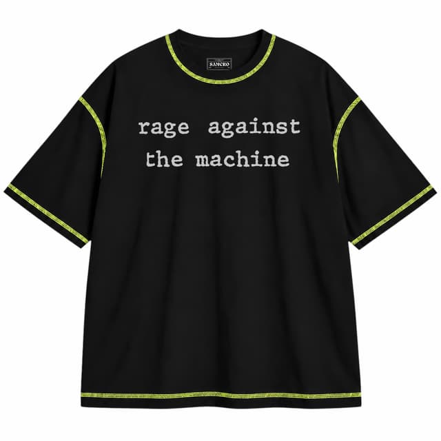 Rage Against the Machine - Molotov — Unisex oversize, Negro con costura verde