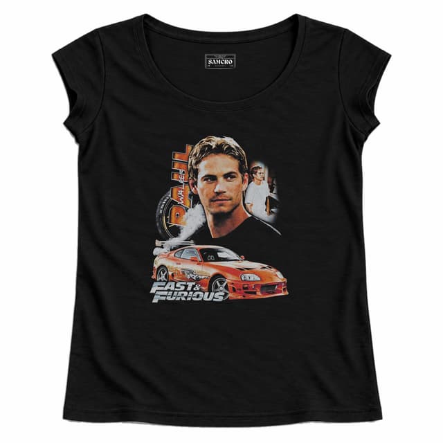 Rápido y Furioso - Paul Walker Bootleg Orange Supra — Mujer recta, Negro