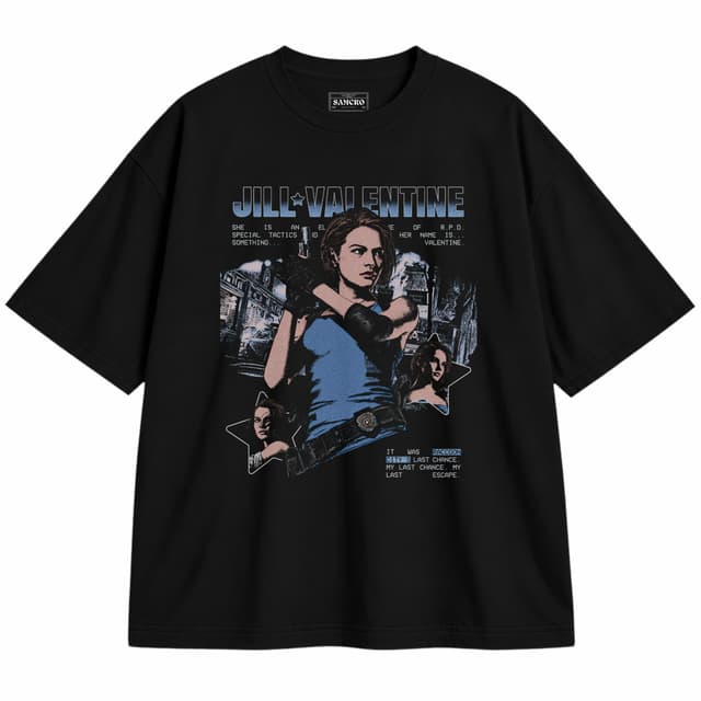 Resident Evil - Jill Valentine Estrellas Placa Rpd — Unisex oversize, Negro