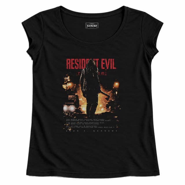 Resident Evil - Leon Kennedy Requiem Hacha Calle en Llamas — Mujer recta, Negro