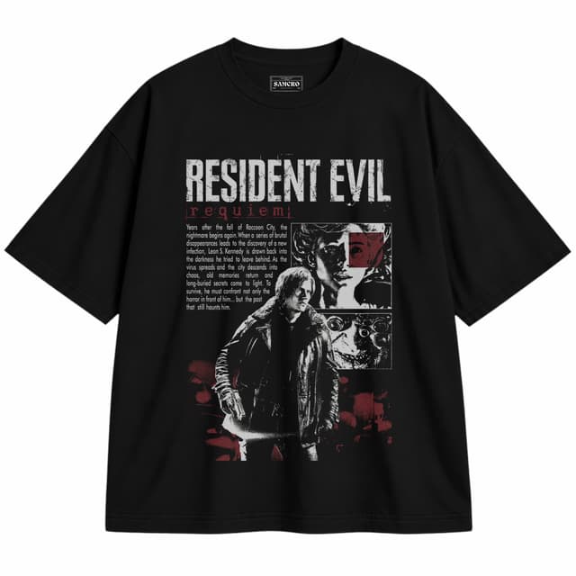 Resident Evil - Requiem Sinopsis Leon — Unisex oversize, Negro