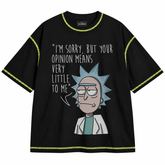 Rick and Morty 2 — Unisex oversize, Negro con costura verde