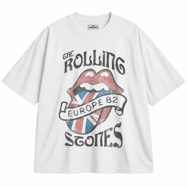Rolling Stones 15 — Unisex oversize, Blanco