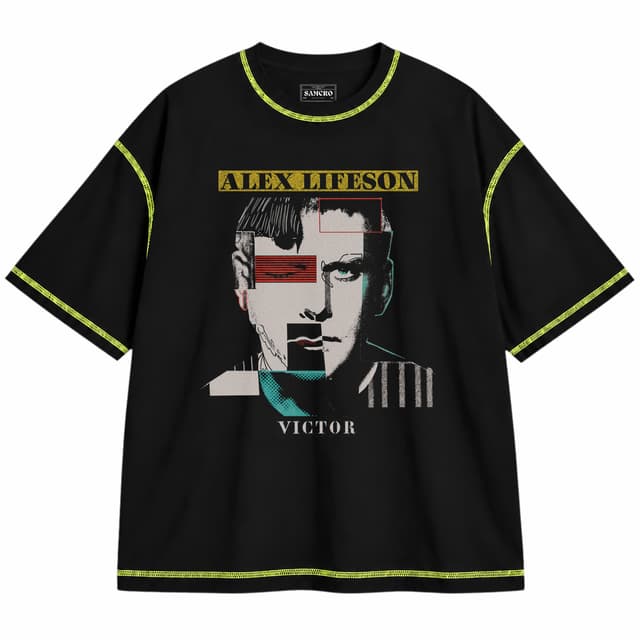 Rush - Alex Lifeson the Victor — Unisex oversize, Negro con costura verde