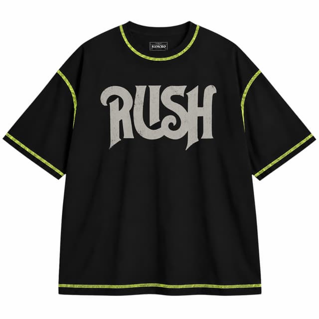 Rush - Original — Unisex oversize, Negro con costura verde