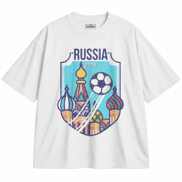Rusia 2018 — Unisex oversize, Blanco