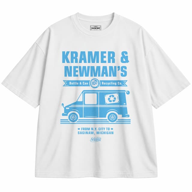 Seinfeld - Kramer Newman Recycling Van — Unisex oversize, Blanco