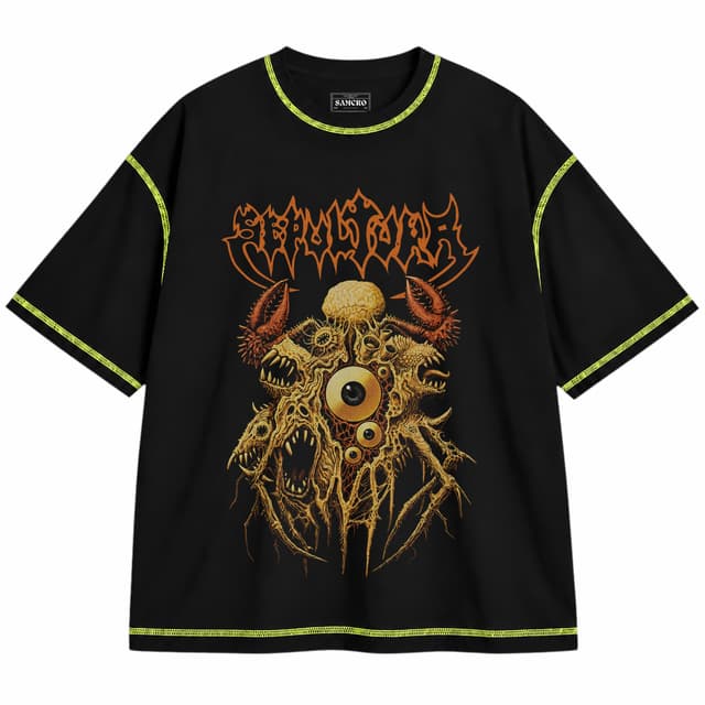Sepultura - Arise — Unisex oversize, Negro con costura verde