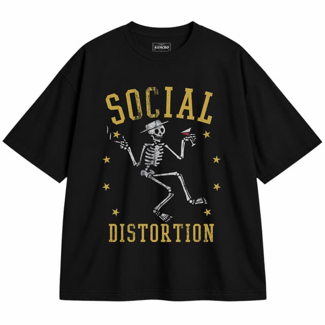 Social Distortion 4 — Unisex oversize, Negro