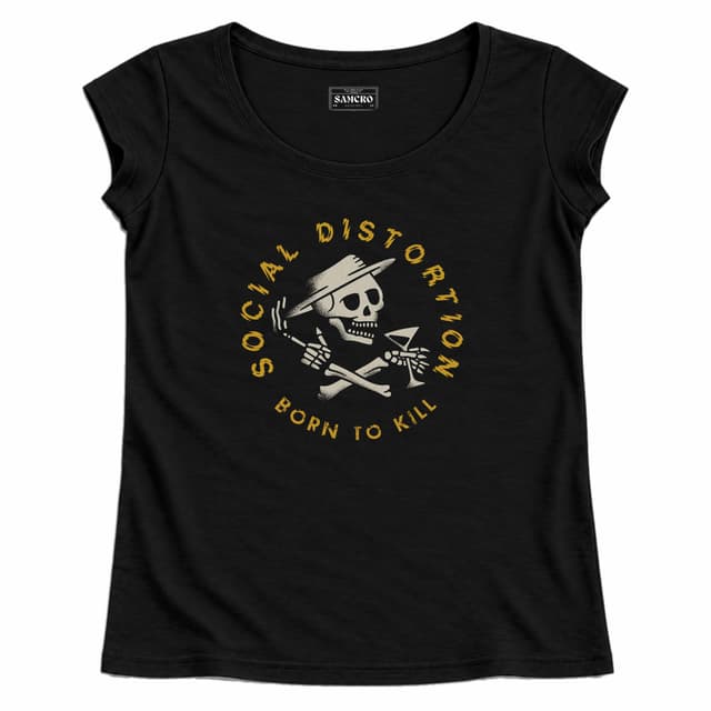 Social Distortion - Born to Kill Crossed Skelly Emblem — Mujer recta, Negro