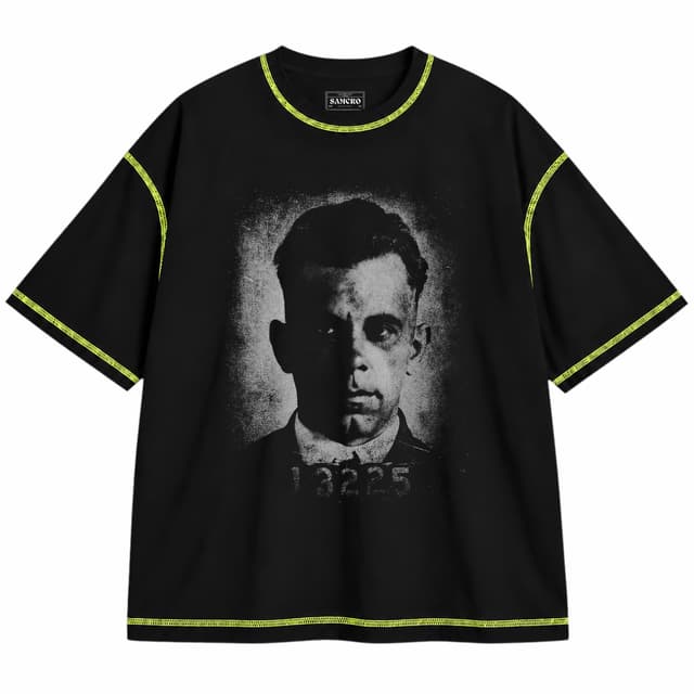 Social Distortion - John Dillinger — Unisex oversize, Negro con costura verde
