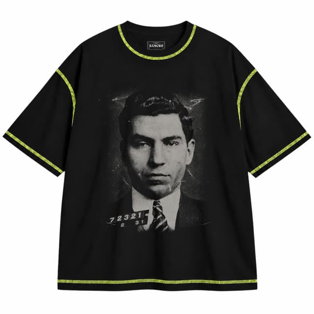 Social Distortion - Lucky Mobster — Unisex oversize, Negro con costura verde