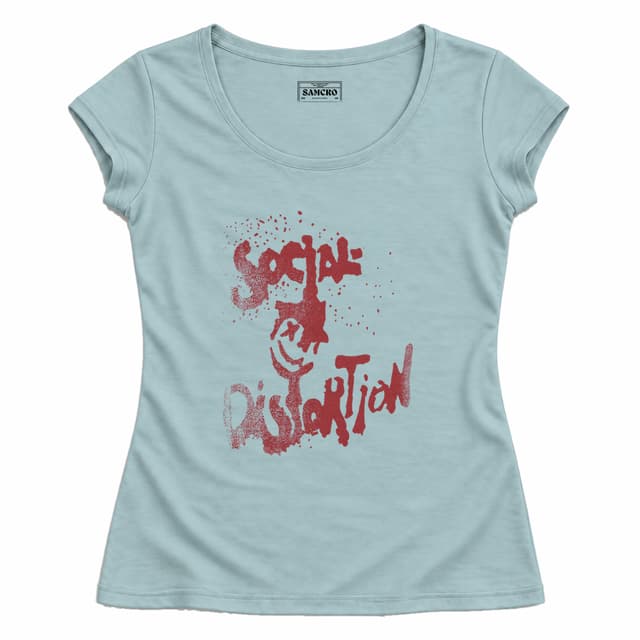 Social Distortion - Red Spray Paint — Mujer entallada, Celeste