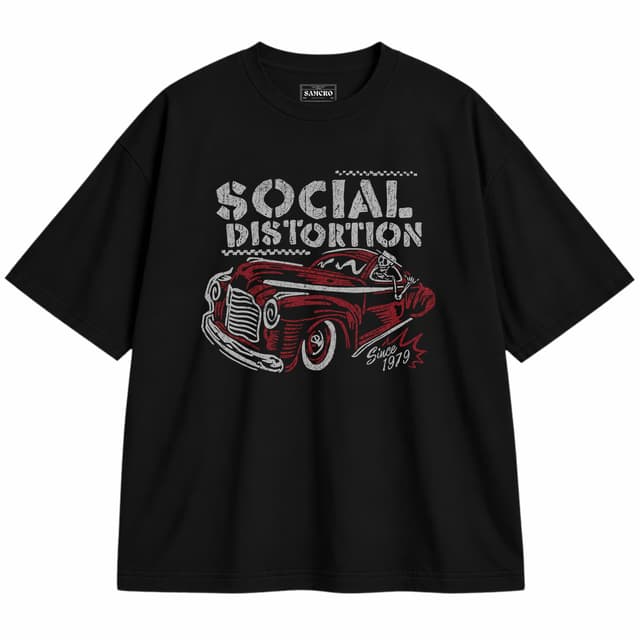 Social Distortion - Skelly Car — Unisex oversize, Negro