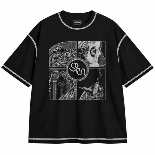 Soen - Cognitive — Unisex oversize, Negro con costura blanca