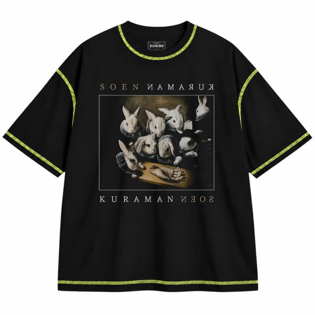 Soen - Kuraman — Unisex oversize, Negro con costura verde