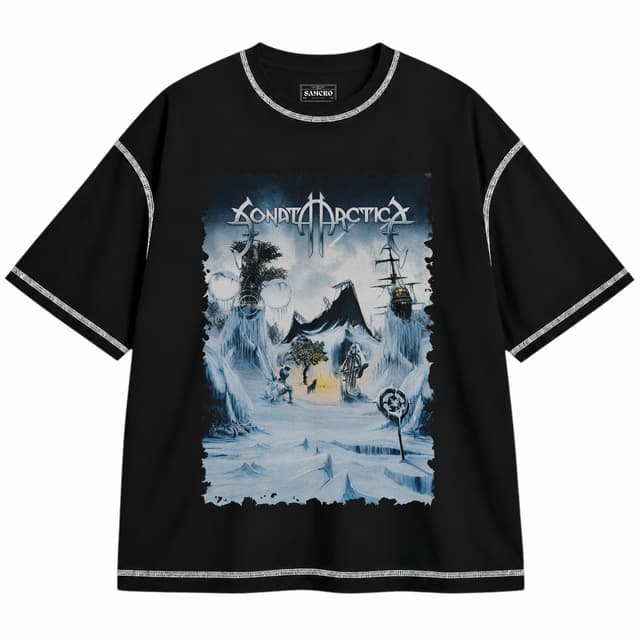 Sonata Arctica - 30th Anniversary — Unisex oversize, Negro con costura blanca