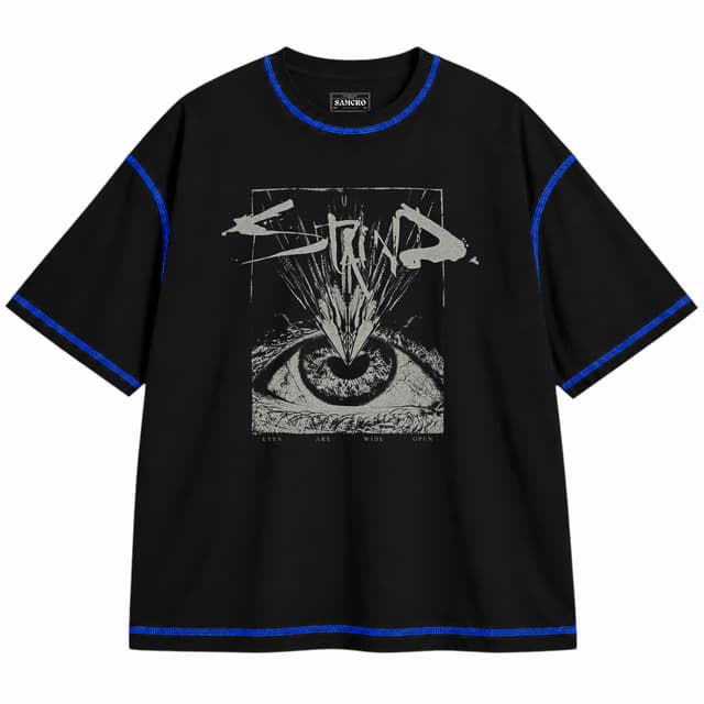 Staind - Eyes Wide Open — Unisex oversize, Negro con costura azul