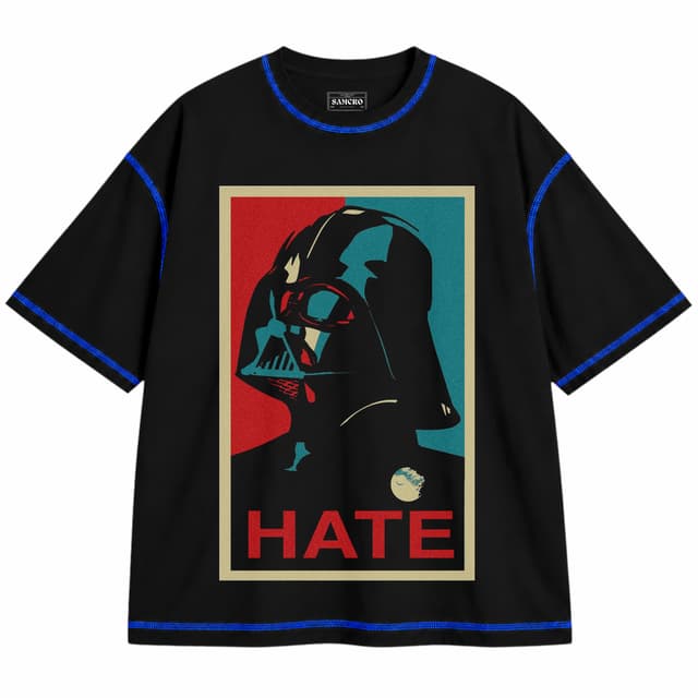Star Wars 1 — Unisex oversize, Negro con costura azul