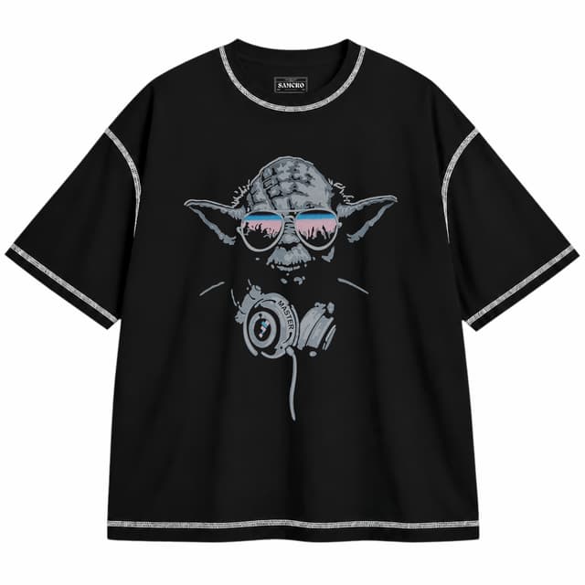 Star wars 22 — Unisex oversize, Negro con costura blanca