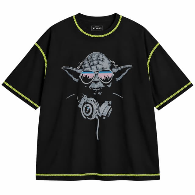 Star wars 22 — Unisex oversize, Negro con costura verde