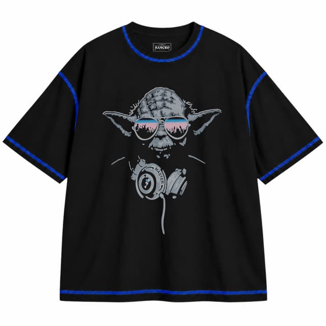 Star wars 22 — Unisex oversize, Negro con costura azul