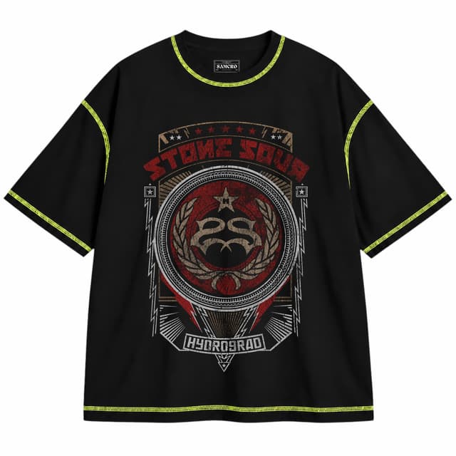 Stone Sour - Hydrograd — Unisex oversize, Negro con costura verde