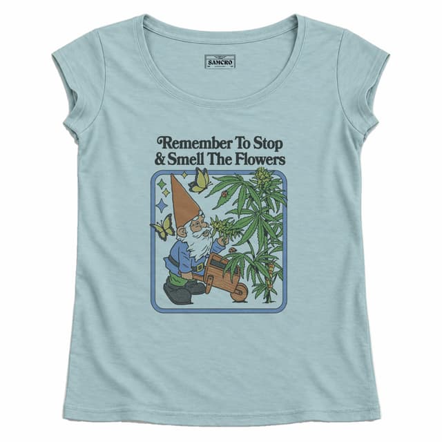 Stop and smell the flowers — Mujer recta, Celeste