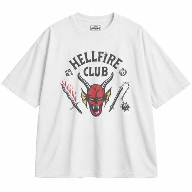 Stranger Things 9 — Unisex oversize, Blanco