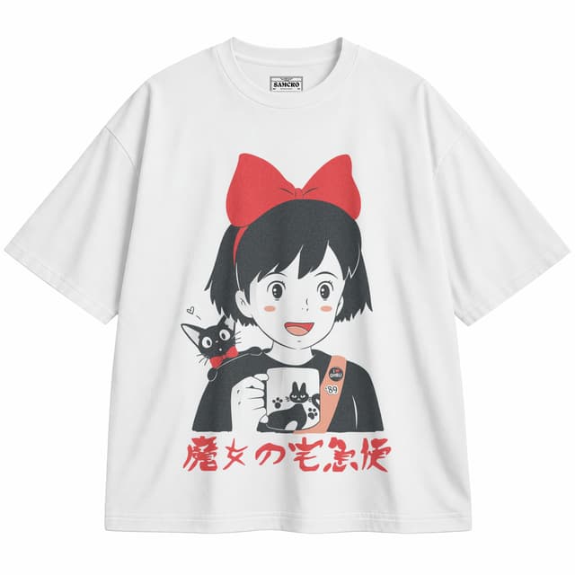Studio Ghibli - Kikis Delivery Service Retro Portrait — Unisex oversize, Blanco