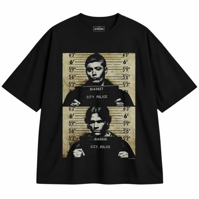 Supernatural - Dean Sam Mugshot — Unisex oversize, Negro