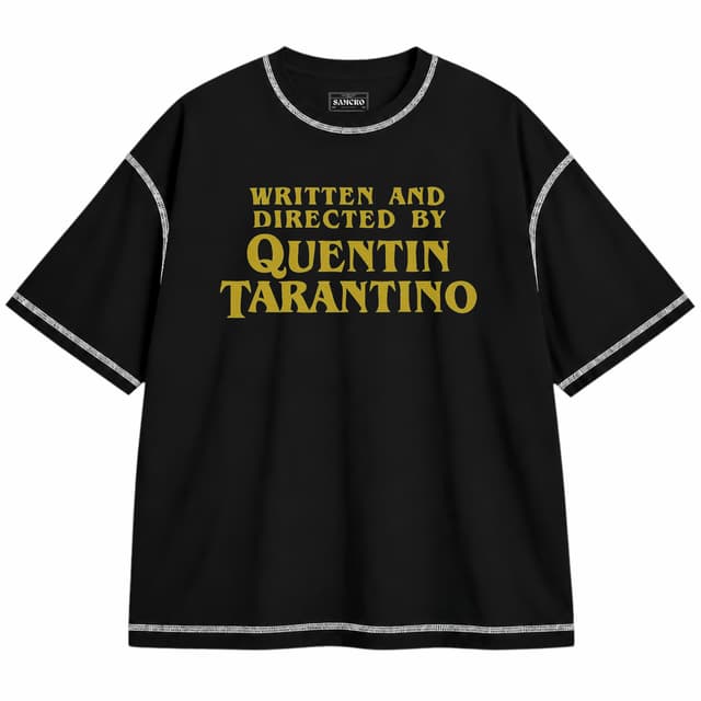 Tarantino 1 — Unisex oversize, Negro con costura blanca