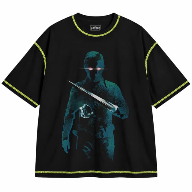 Terminator 13 — Unisex oversize, Negro con costura verde