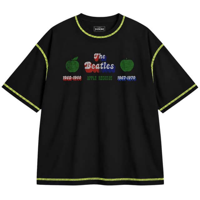 The Beatles - Apple Years — Unisex oversize, Negro con costura verde