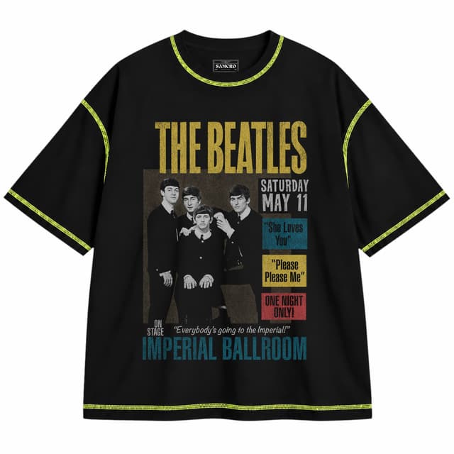 The Beatles - Imperial Ballroom — Unisex oversize, Negro con costura verde