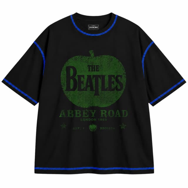 The Beatles - Live in Dc — Unisex oversize, Negro con costura azul