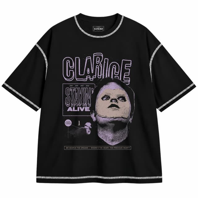 The Office - Clarice — Unisex oversize, Negro con costura blanca
