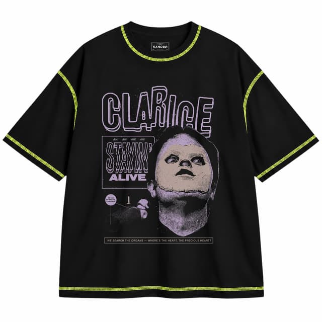 The Office - Clarice — Unisex oversize, Negro con costura verde