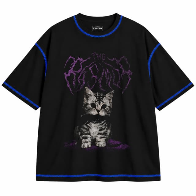 The Rasmus - Risukisu — Unisex oversize, Negro con costura azul
