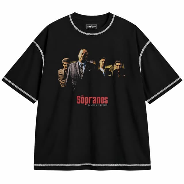 The Sopranos - Family Redefined — Unisex oversize, Negro con costura blanca