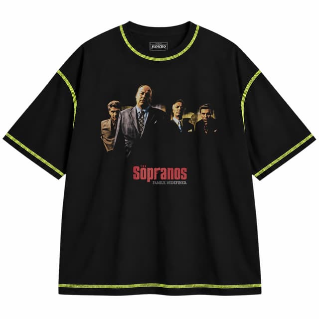 The Sopranos - Family Redefined — Unisex oversize, Negro con costura verde