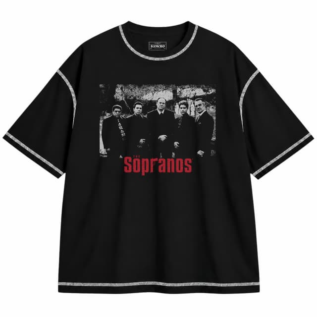 The Sopranos - Tonys Crew — Unisex oversize, Negro con costura blanca