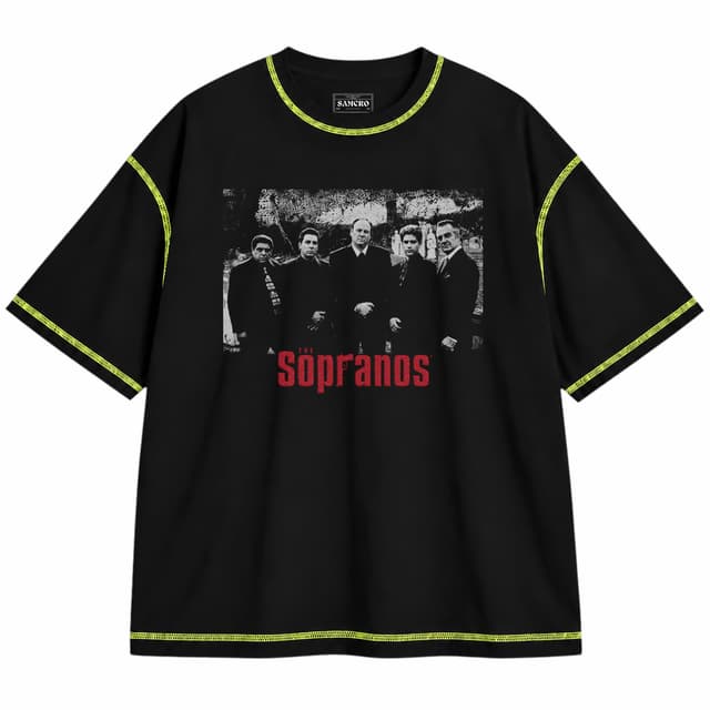 The Sopranos - Tonys Crew — Unisex oversize, Negro con costura verde