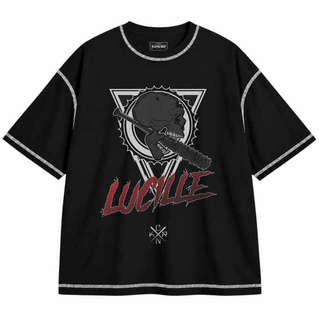 The Walking Dead 25 — Unisex oversize, Negro con costura blanca