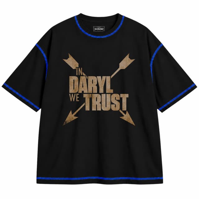 The Walking Dead 27 — Unisex oversize, Negro con costura azul