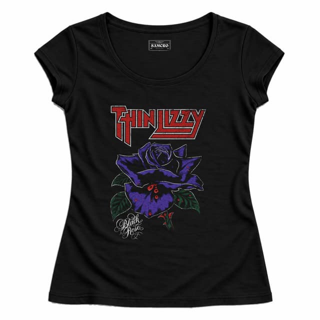 Thin Lizzy - Black Rose Purpura Manga Larga — Mujer entallada, Negro